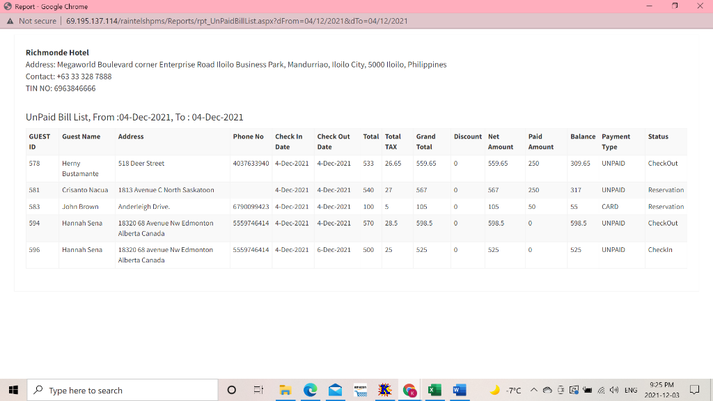 Analyse the reports printed and identify any