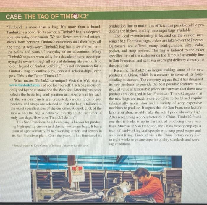 please answer 1st and 2nd question On the Timbuk2