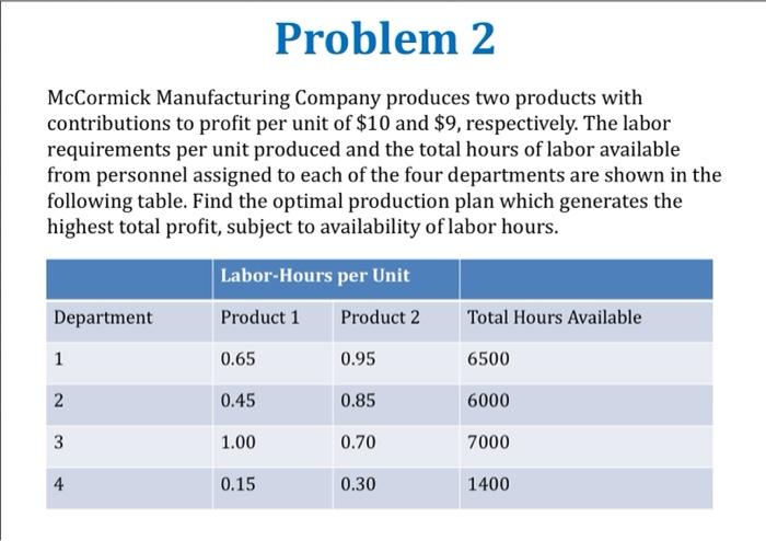 please show all work and formulas Problem 2