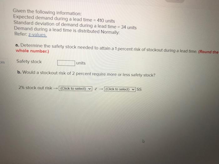 Given the following information: Expected demand