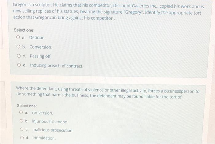 Gregor is a sculptor. He claims that his