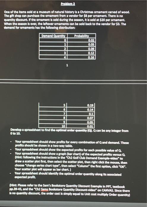 Problem2 One of the items sold at a museum of