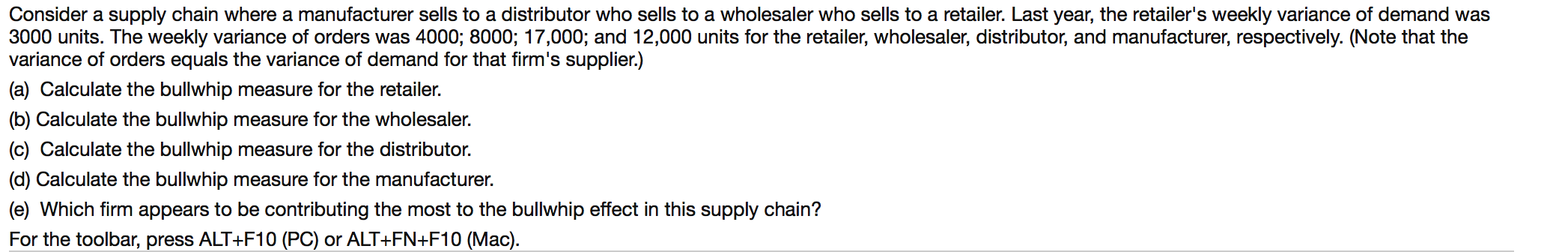Consider a supply chain where a manufacturer