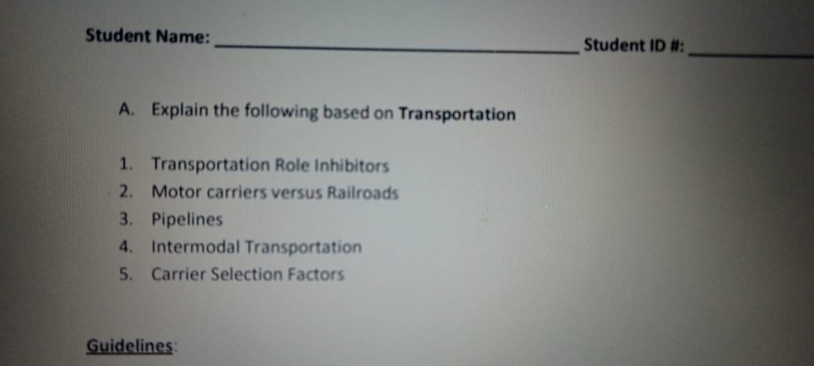 Student Name: Student ID #: A. Explain the