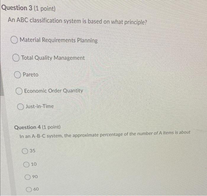 please !! Question 3 (1 point) An ABC