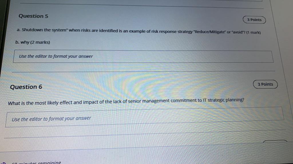 Question 5 3 Points a. Shutdown the system when