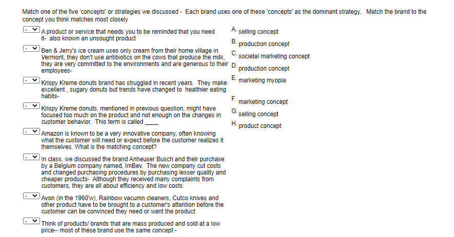 Match one of the five concepts' or strategies we