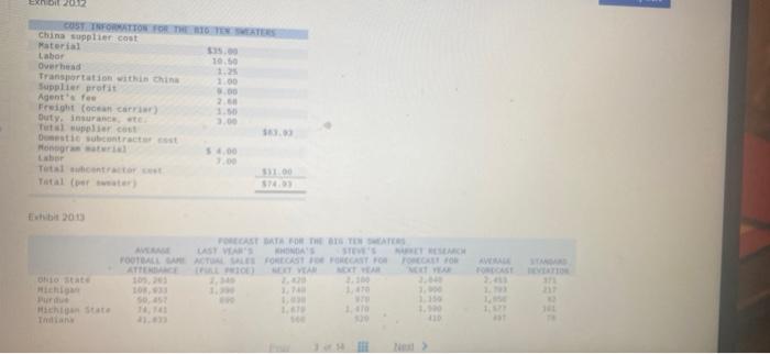 Analytics Exercise 20-1 (Algo) BigtoSweaters.com