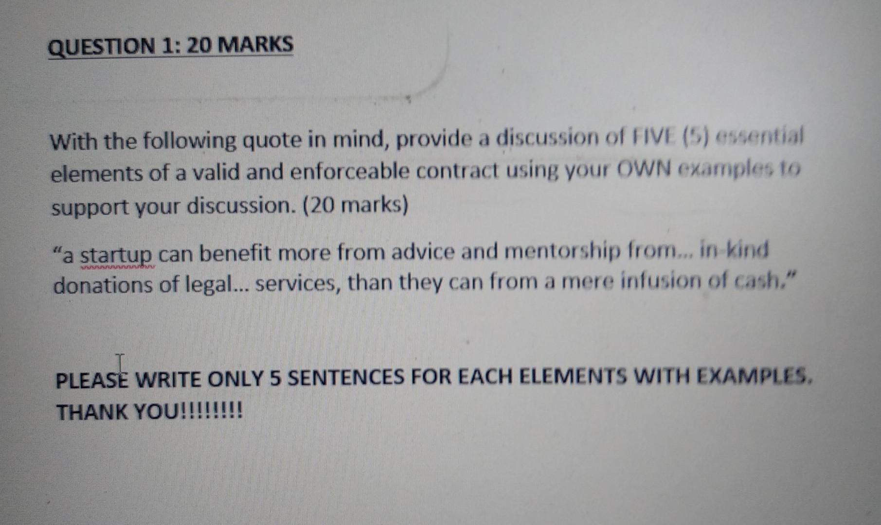 QUESTION 1: 20 MARKS With the following quote in