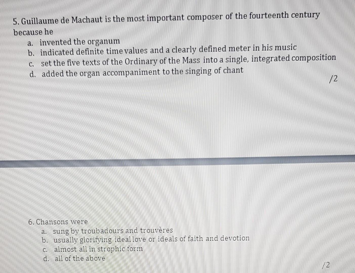 Music Appreciation Urgent plz s olve these