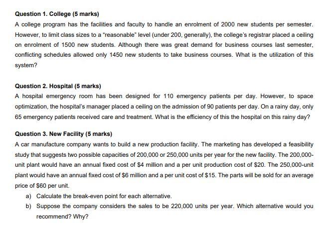 Question 1. College (5 marks) A college program