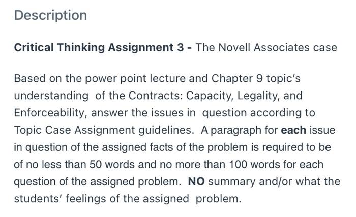 business law Description Critical Thinking