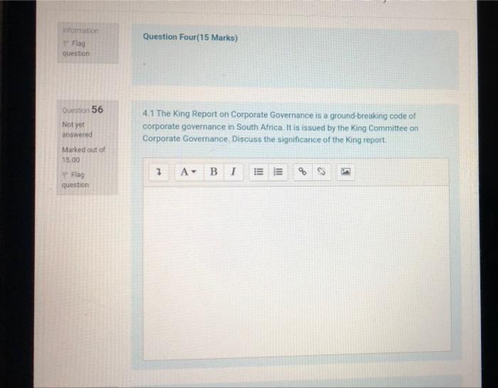 Information Flag question Question Four(15 Marks)