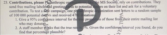 23. Contributions, please Philanthropic