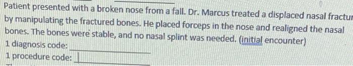 Patient presented with a broken nose from a fall.