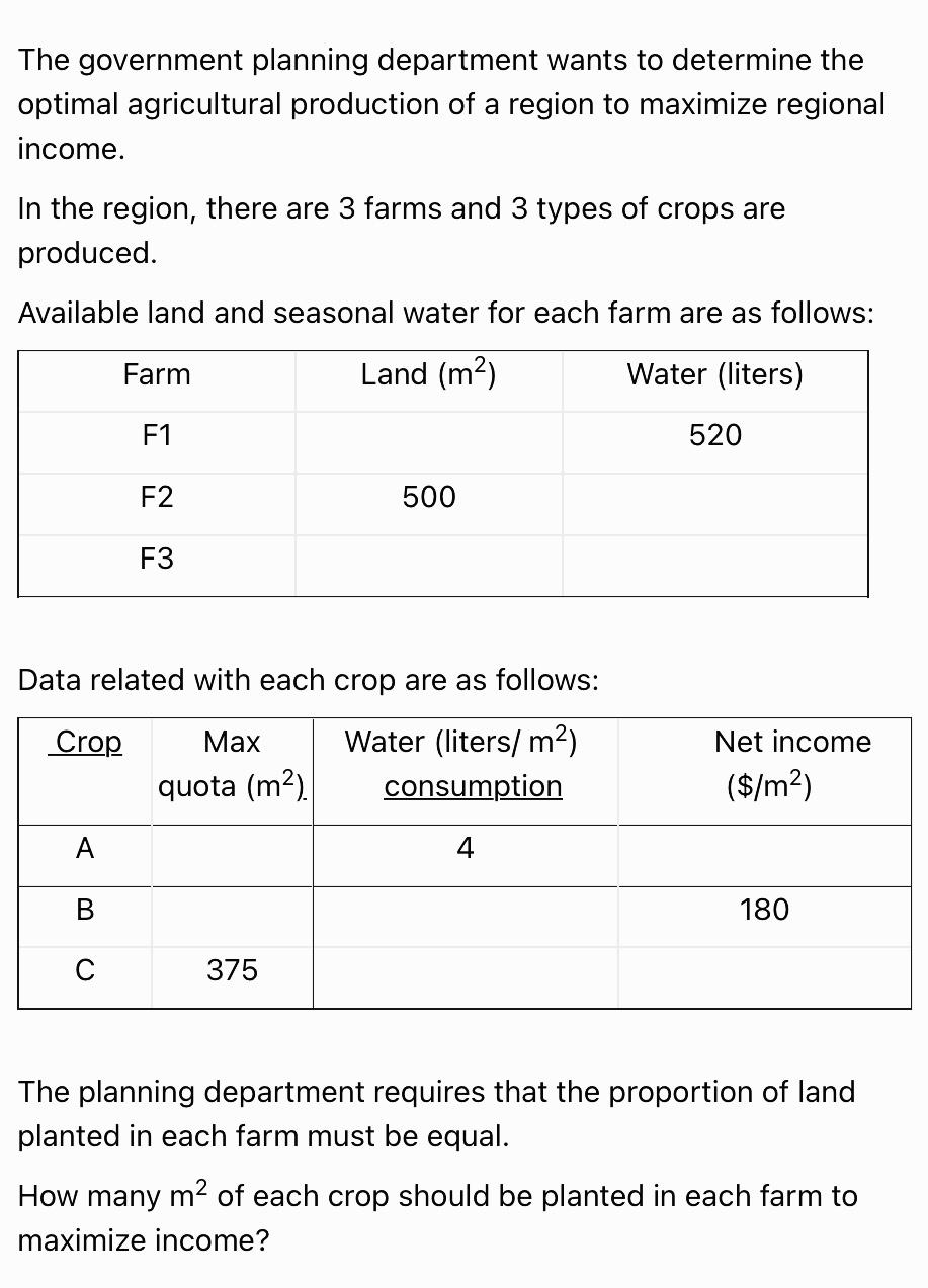 The government planning department wants to