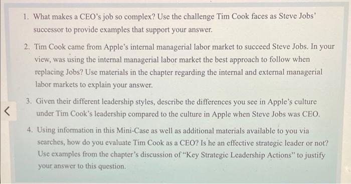 1. What makes a CEO's job so complex? Use the