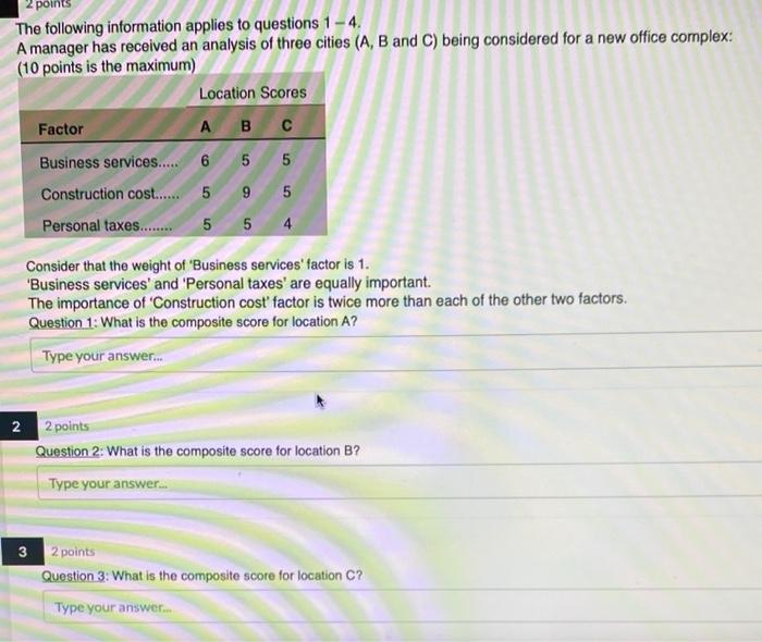 The following information applies to questions 1