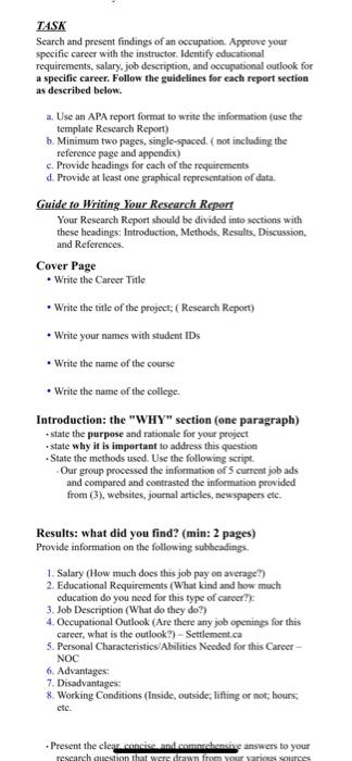 TASK Search and present findings of an