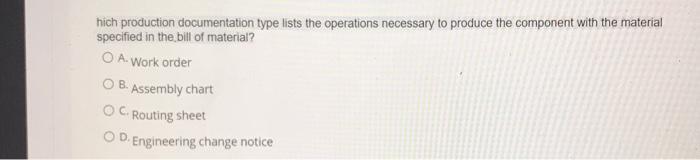 hich production documentation type lists the