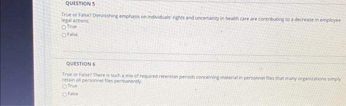 QUESTIONS True or False? Diminishing emphasis on