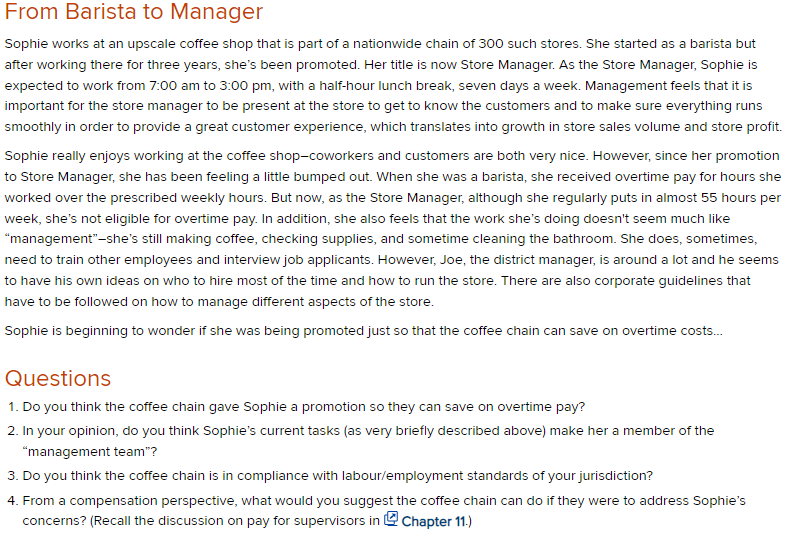 From Barista to Manager Sophie works at an