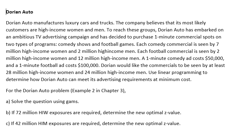 Dorian Auto Dorian Auto manufactures luxury cars