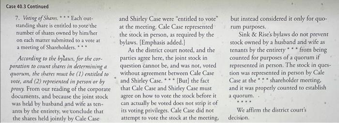 can you write a summary of case study 40.3? Case