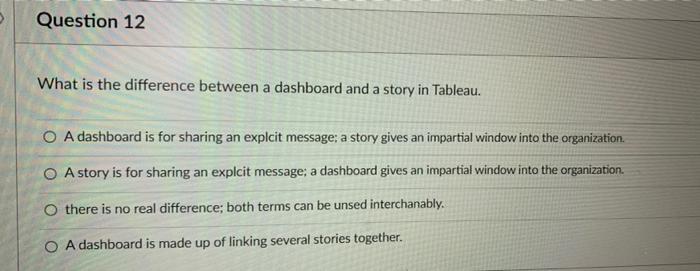 these questions are about tableau Question 12