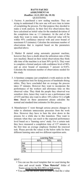 BA3711 Fall 2021 ASSIGNMENT 14 Deadline: