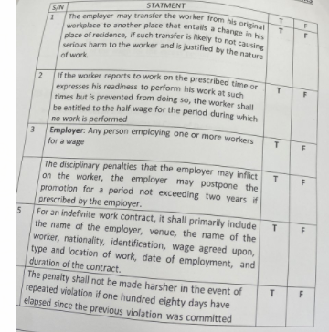 STATMENT SAN The employer may transfer the worker