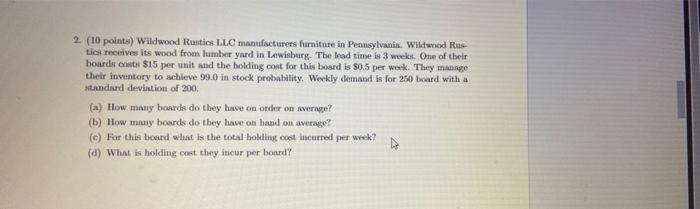 with work shown. 2. (10 points) Wildwood Rusties