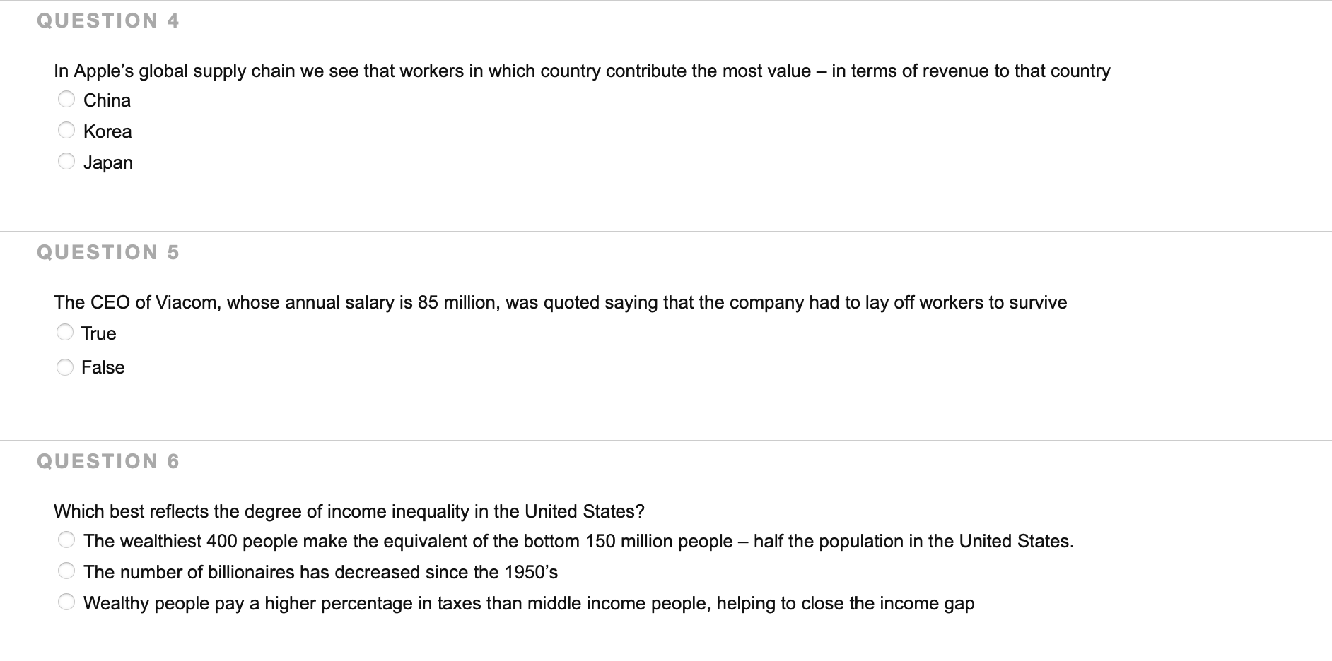 QUESTION 4 In Apple's global supply chain we see