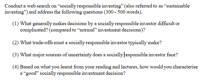 Conduct a web search on socially responsible