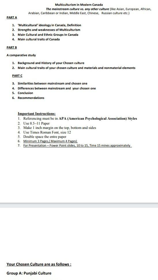 subject is transitioning to Canadan culture