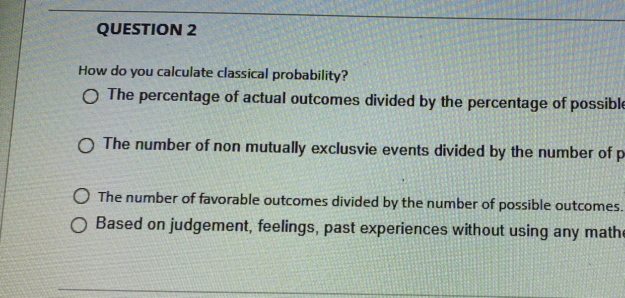QUESTION 2 How do you calculate classical