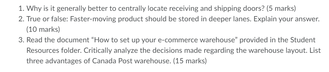 1. Why is it generally better to centrally locate