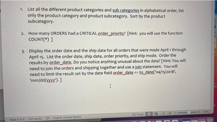 ITSS 3300 SQL Assignment Upl ORDERS PK Order id