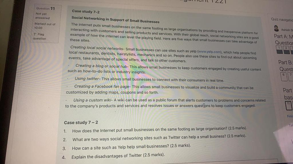 Question 11 Not yet answered Marked out of 10.00