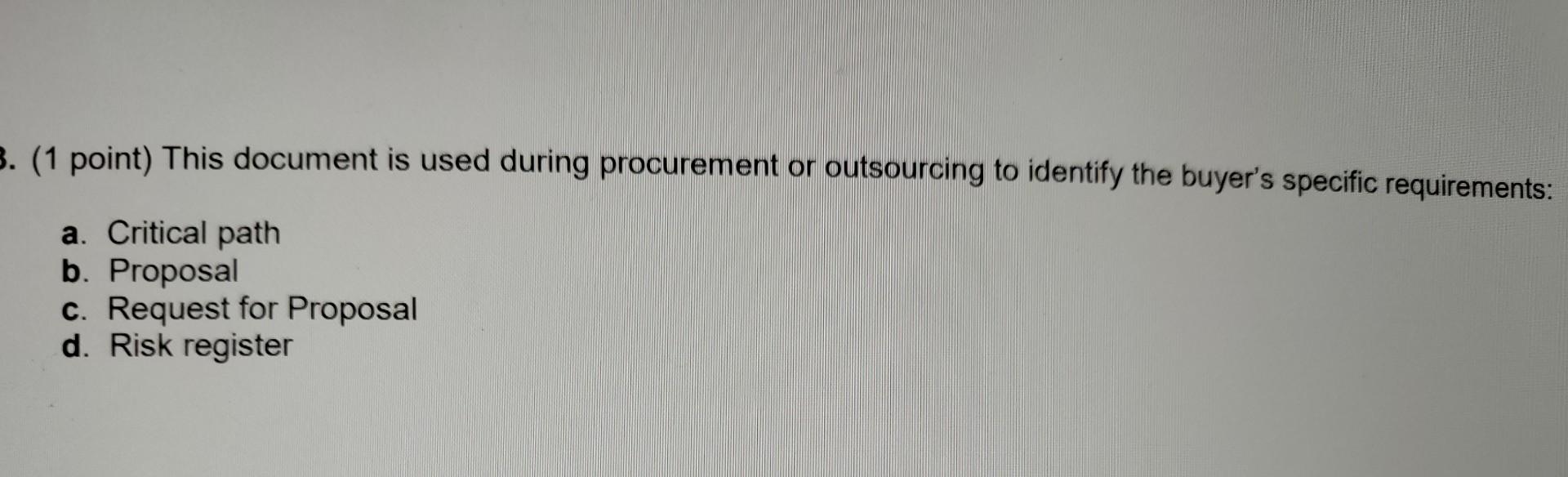 3. (1 point) This document is used during