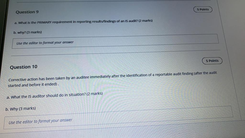 ( 5 Points Question 9 a. What is the PRIMARY