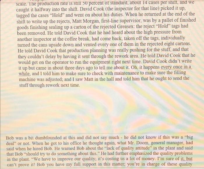 Case Study: Bob Skillful, Director, Quality