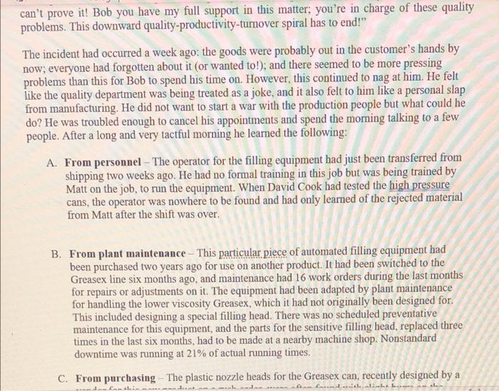 Case Study: Bob Skillful, Director, Quality