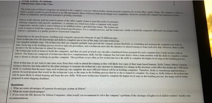 compensation & benefits assignment GTONP that det