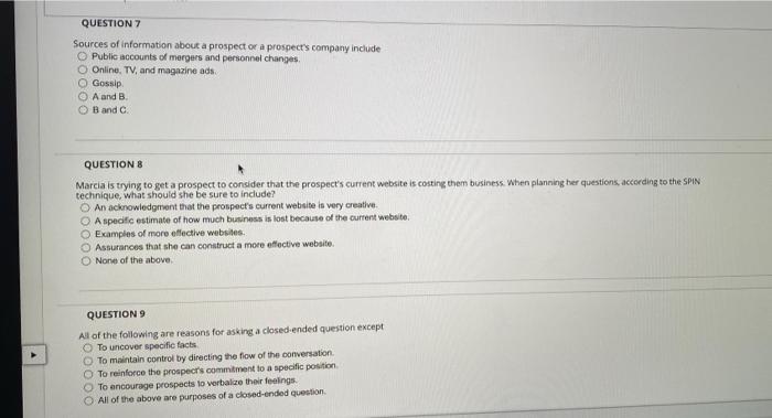 QUESTION 7 Sources of information about a