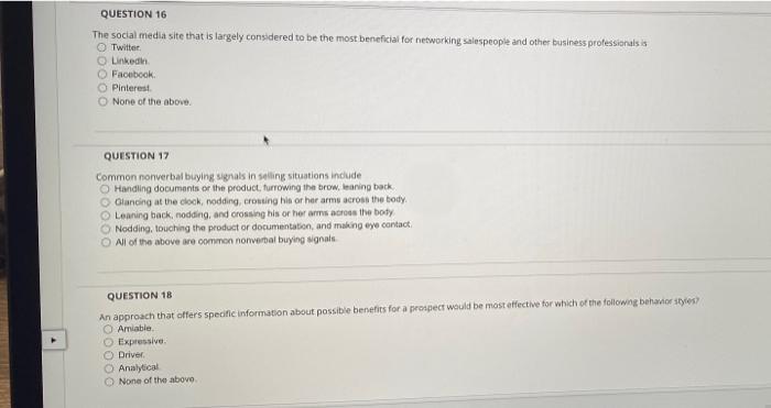 QUESTION 16 The social media site that is largely