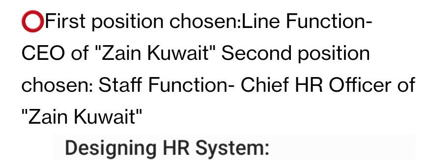OFirst position chosen:Line Function- CEO of