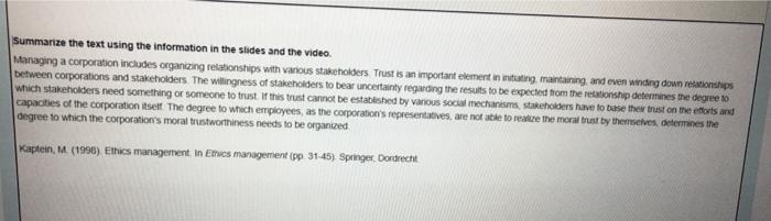 Summarize the text using the information in the