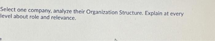 Select one company, analyze their Organization
