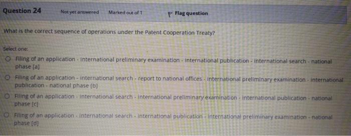 Question 24 Not yet answered Marked out of 1 p